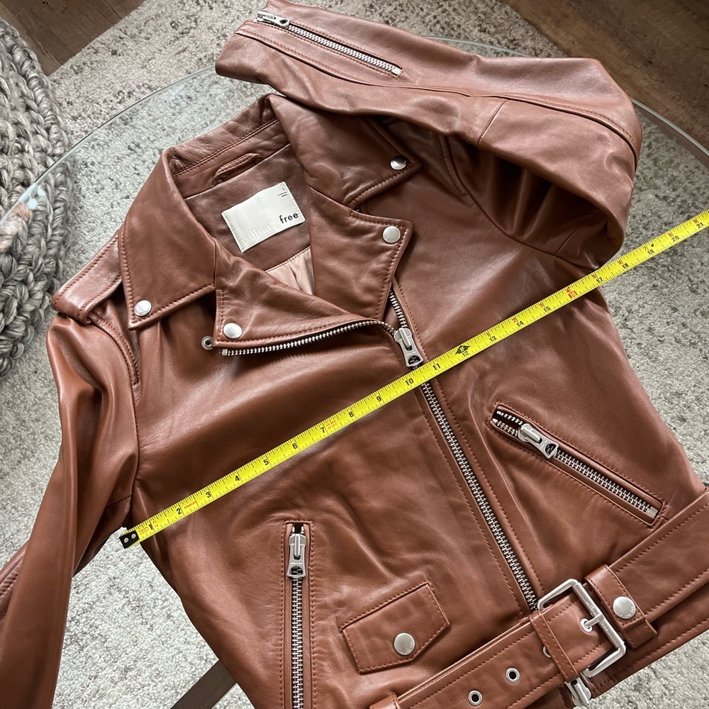 Aritzia Wilfred Free The iconic Lennon Brown new Moto Biker Leather Jacket Sz S - Picture 11 of 17